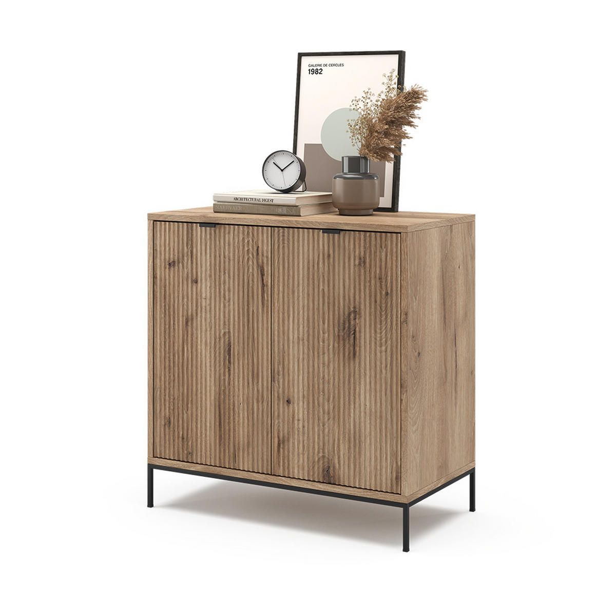 KOMMODE Eliza Viking Oak 80 x 81.2 cm mit 2 Türen - Eiche Wotan, Holzwerkstoff (42/81.2/80cm) - Vicco