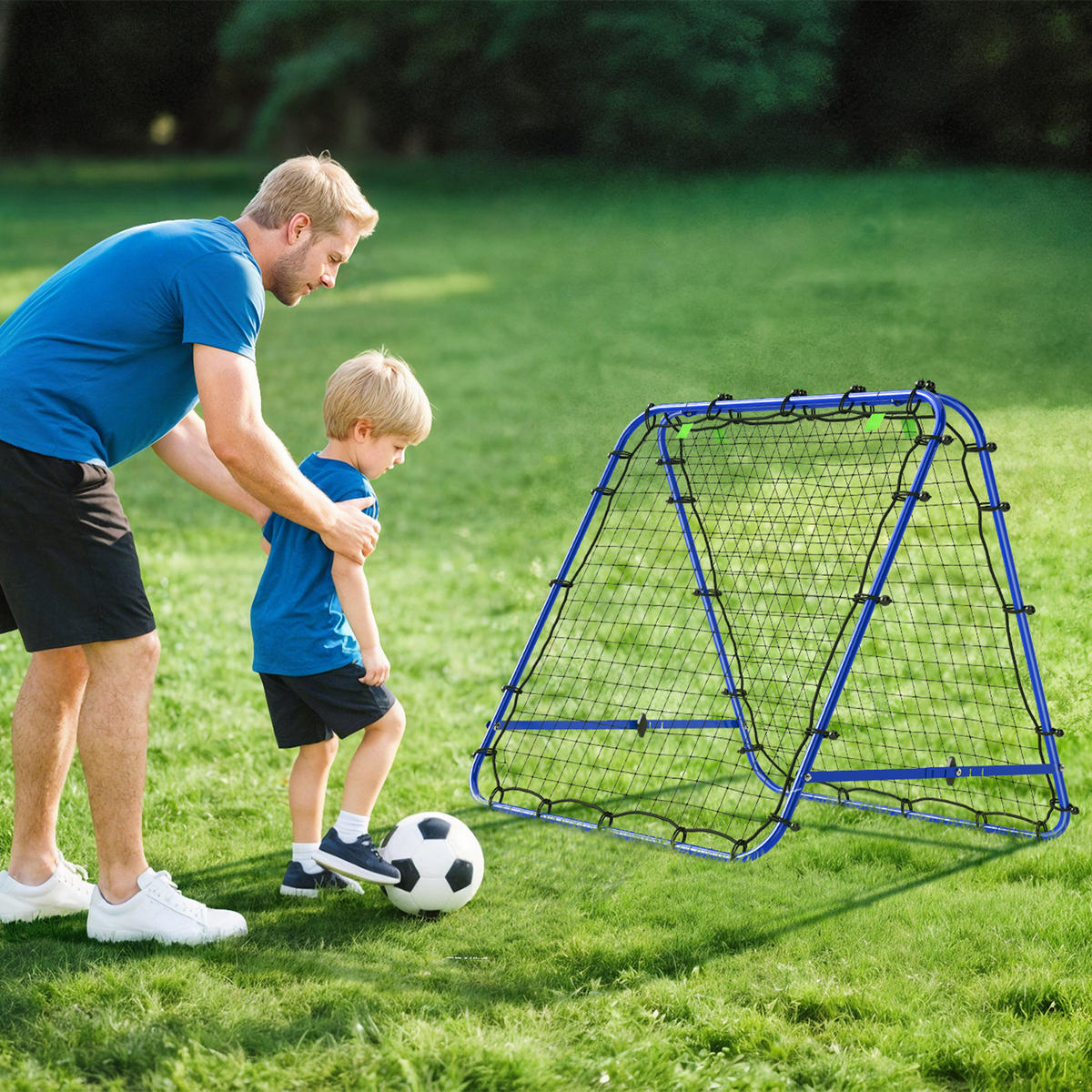REBOUNDER für Fussball DE-10387 doppelseitig mit 5 Winkeln Blau - Blau, Metall (95/100cm) - ComfortXL