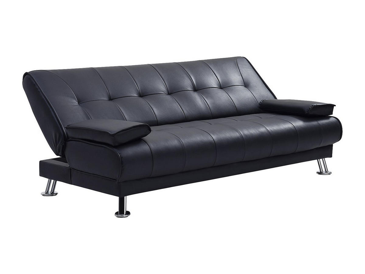 SCHLAFSOFA - 3 Personen - kunstleder - schwarz Maxime - Schwarz, Leder (192/91/91cm) - Vente-Unique
