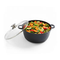 OALĂ Negru Argintiu aluminiu turnat capac din sticlă Ø 28 cm - negru, sticlă/metal (28/28/12.5cm) - Relaxdays