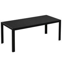 GARTENTISCH 190/84,5/72 cm mit wetterfester Tischplatte und Aluminiumgestell in Holzoptik, Schwarz - Schwarz, Metall (190/84.5/72cm) - Redom