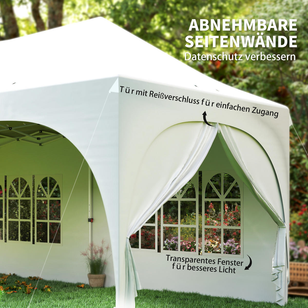 PAVILLON 3x6m Wasserdicht Höhenverstellbar Pop-up Faltpavillon mit Spitzdach - Weiß, Textil/Metall (300/315/598cm) - Outsunny