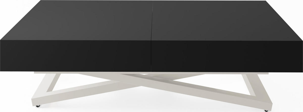 COUCHTISCH Cavetta U höhenverstellbar ausziehbar, Schwarz 120-200/80/27-76 cm - Kaschmir/Schwarz, Holzwerkstoff/Metall (80/120/76cm) - WFL GROUP