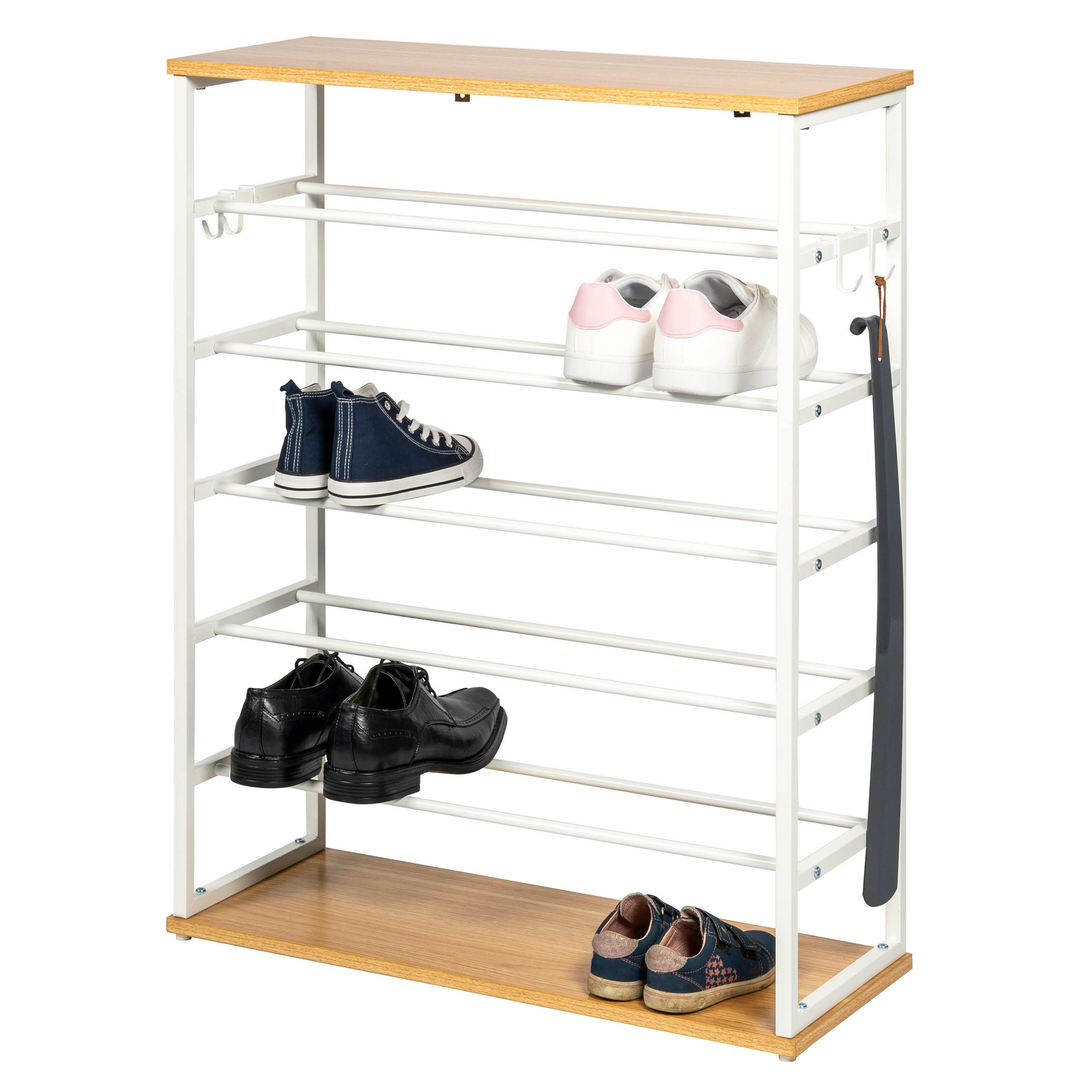 SCHUHREGAL, 18 Paar Schuhe, weiß - Weiß, Metall (70/90/28cm) - eluno