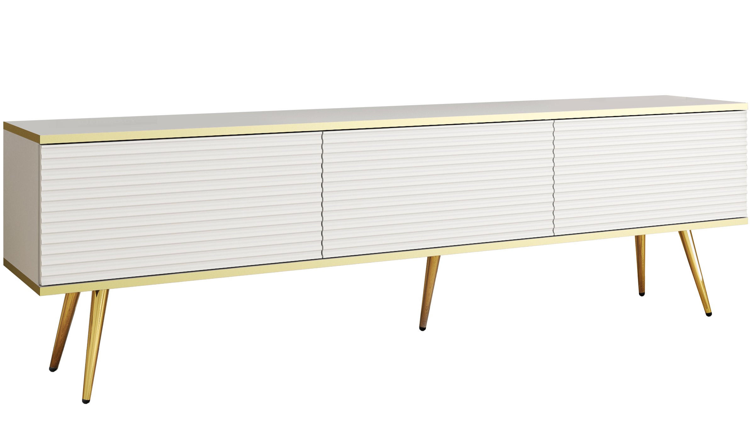 TV-SCHRANK Oris Weiß matt mit goldenen Beinen Glamour Style 175 cm - Goldfarben/Weiß, Holzwerkstoff/Metall (175/53/32cm) - Meble Lindner