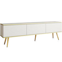 TV-SCHRANK Oris Weiß matt mit goldenen Beinen Glamour Style 175 cm - Goldfarben/Weiß, Holzwerkstoff/Metall (175/53/32cm) - Meble Lindner