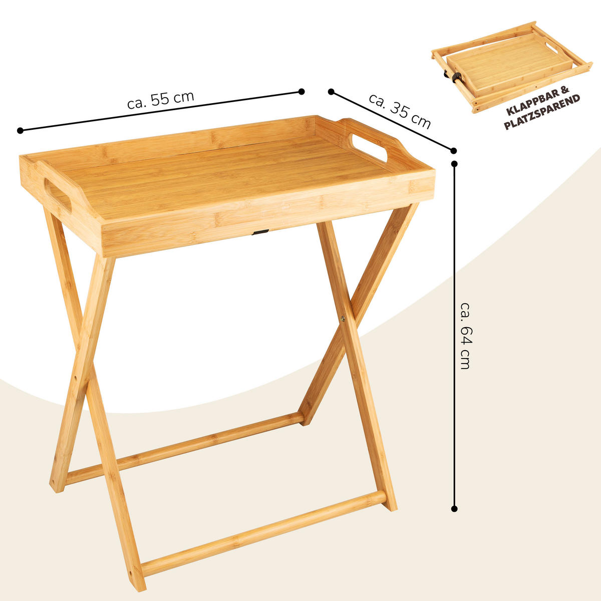 TABLETTTISCH, Bambus - Hellbraun, Holz (55/7/35cm) - bremermann