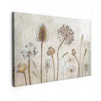 LEINWANDBILD Blumen - Aquarell - Stilleben - Braun - Vintage XXL 150x100 cm - Beige, Textil (150/100cm) - MuchoWow