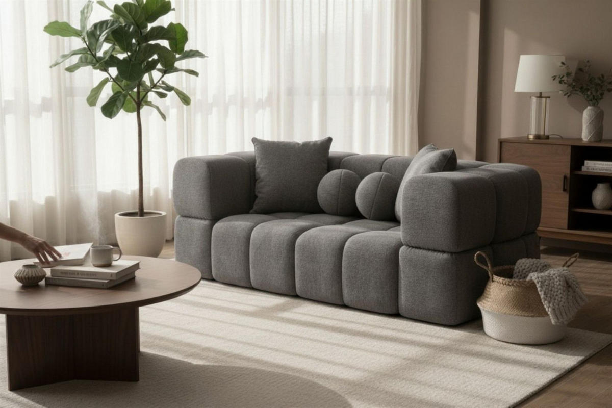 SOFA 2-sitzer Vega - Grau, Holzwerkstoff/Textil (200/77/103cm) - Fun Möbel