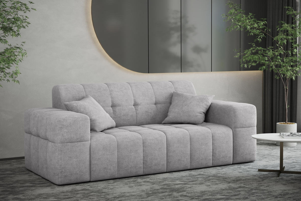 SOFA 2 Sitzer NIMES Stoff Perfect Harmony Grau - Grau, Holz/Kunststoff (183/82/92cm) - Kaiser Möbel