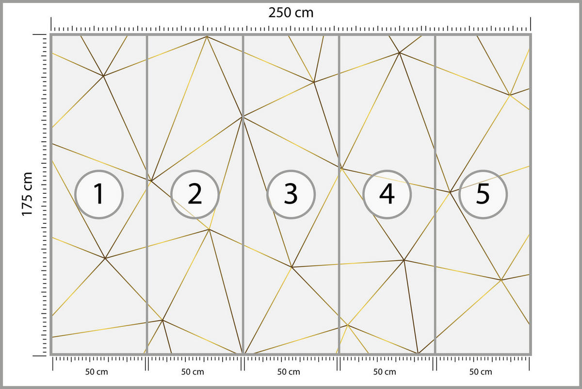 FOTOTAPETE Geometrische Abstraktion Glamour Stil 250x175 - Gelb/Beige, Papier (250/175cm) - Muralo
