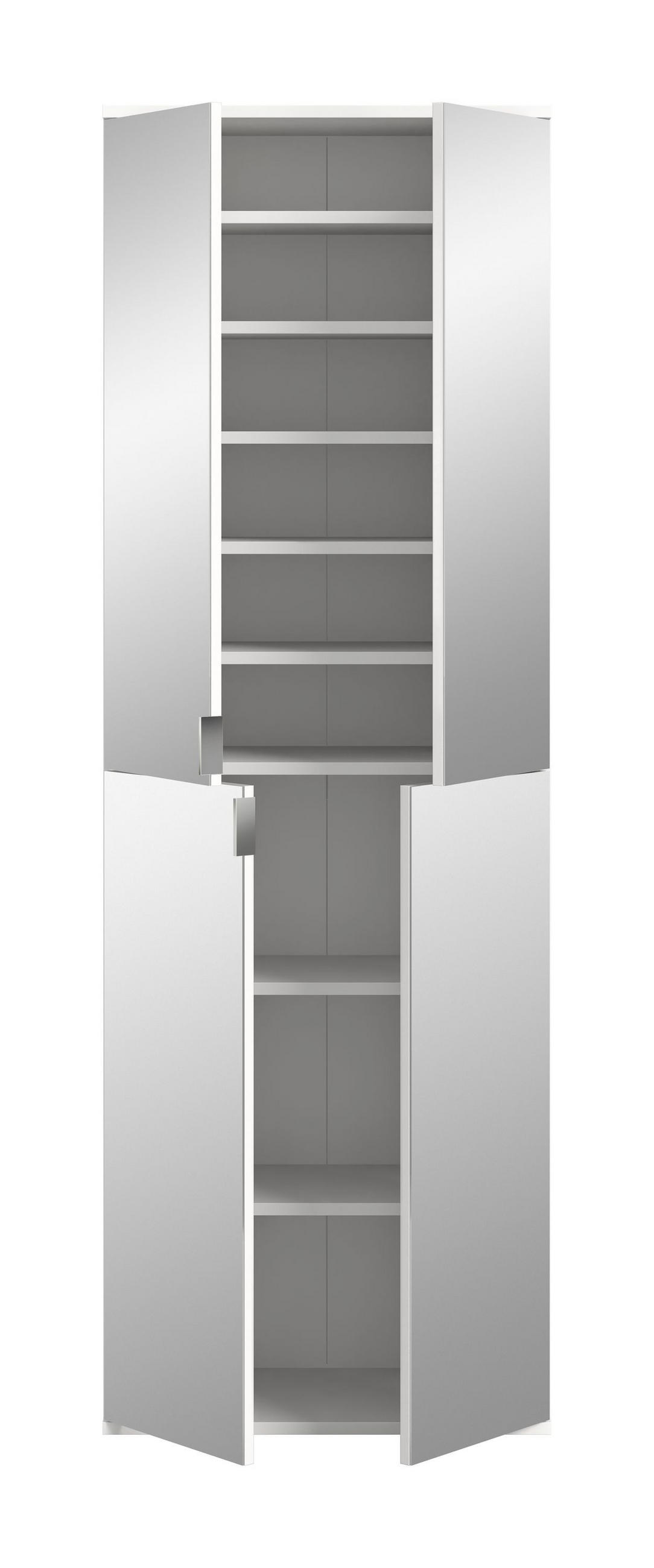 SPIEGELSCHRANK Projekt X Garderobe in weiß Nachbildung und Spiegelglas B/H/T: 61x193x34 cm - Weiß, Holzwerkstoff (61/193/34cm)