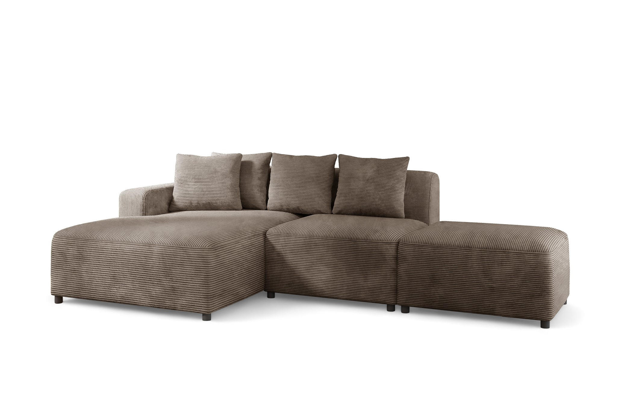 ECKSOFA Megan Xs In Poso - Mokka, Holzwerkstoff/Textil (304/165cm) - Fun Möbel