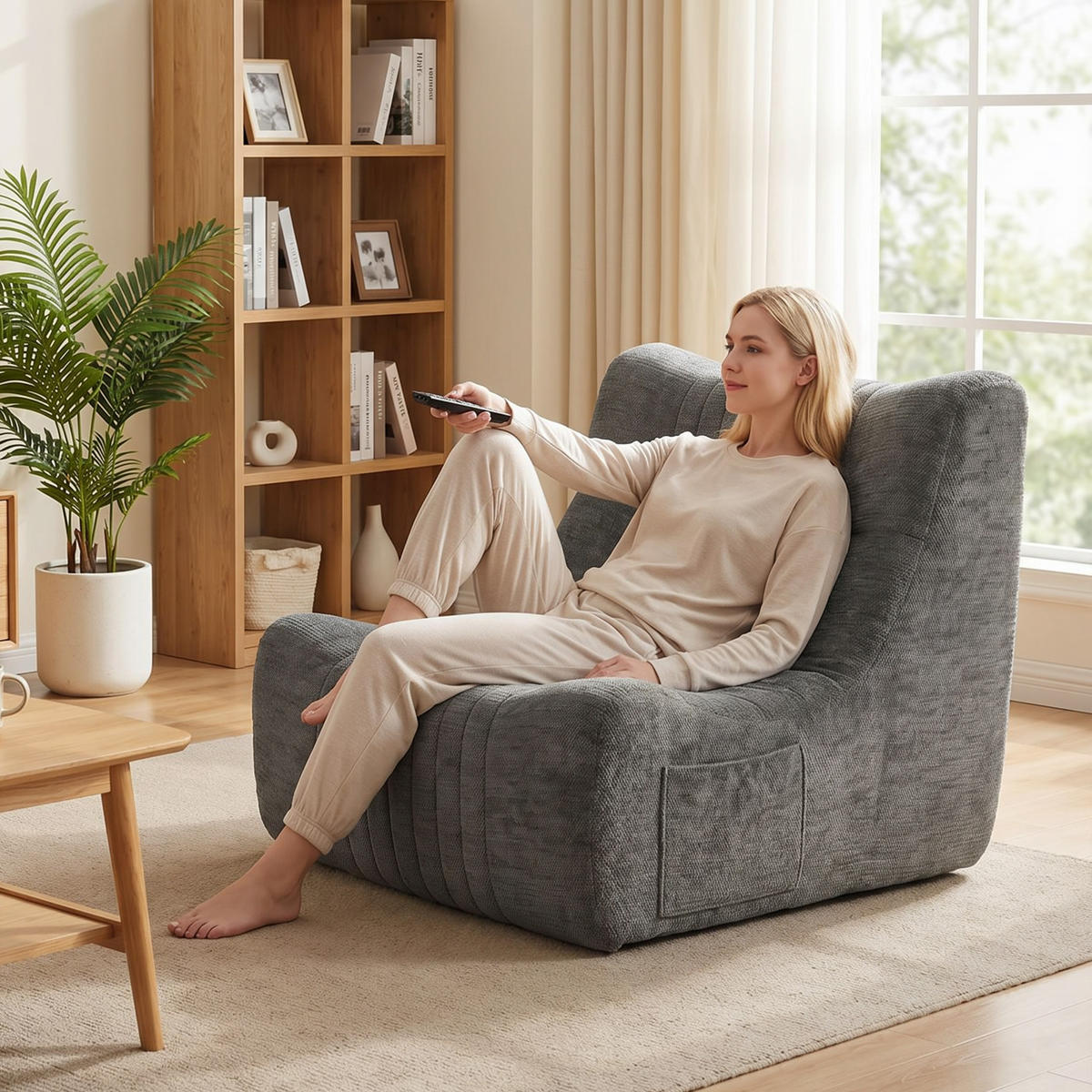 SOFA Hellgrau 90.0/80.0/76.0cm - Hellgrau, Textil (80/76/90cm)