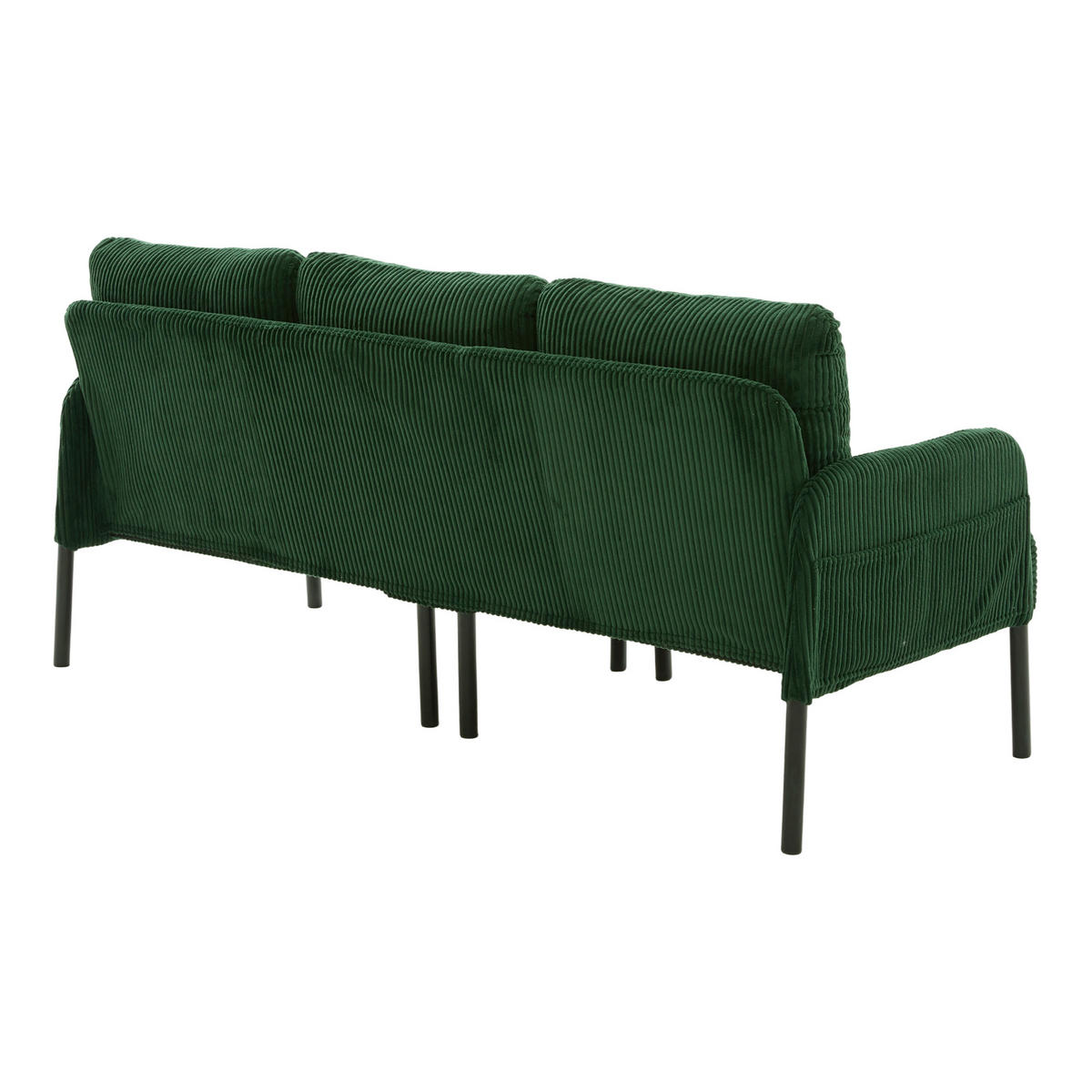 3-SITZER-SOFA DE-33596 mit Seitentaschen Smaragdgrün - Grün, Metall (171/80/72cm) - ComfortXL