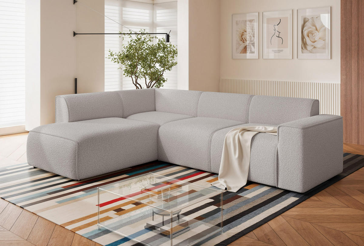 ECKSOFA ZAVO Feiner Mischstoff in Grau - Grau, Holzwerkstoff/Kunststoff (310/218cm) - Idohome