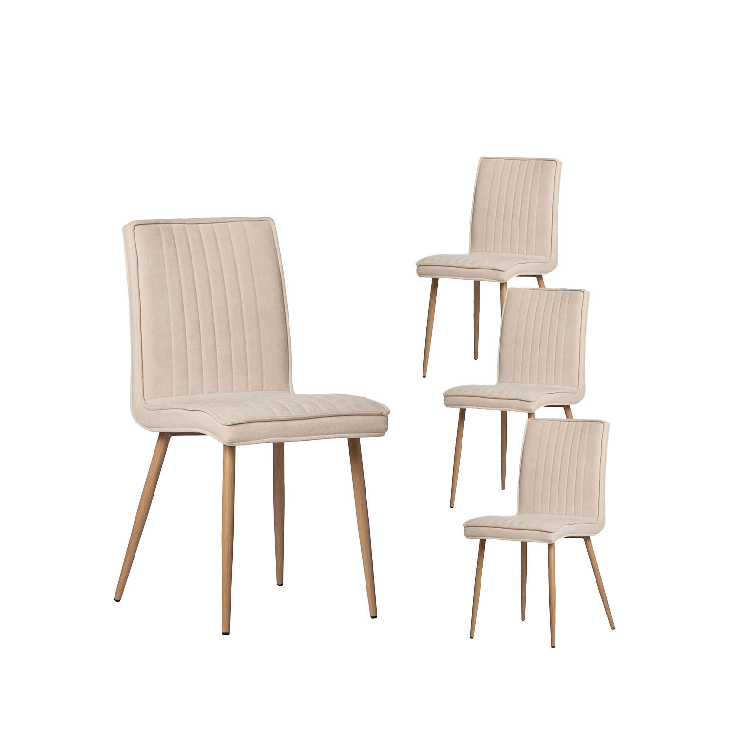 ESSZIMMERSTUHL Mika Beige 44 cm x 86 cm 4er-Set - Beige, Textil (44/86/57cm) - Klast Home