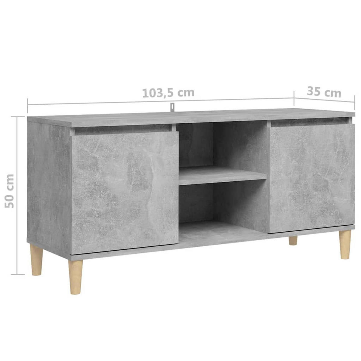 LOWBOARD mit Massivholz-Beinen 103,5/35/50 cm aus Holzwerkstoff Betongrau - Hellgrau, Holz (103.5/50/35cm) - vidaXL