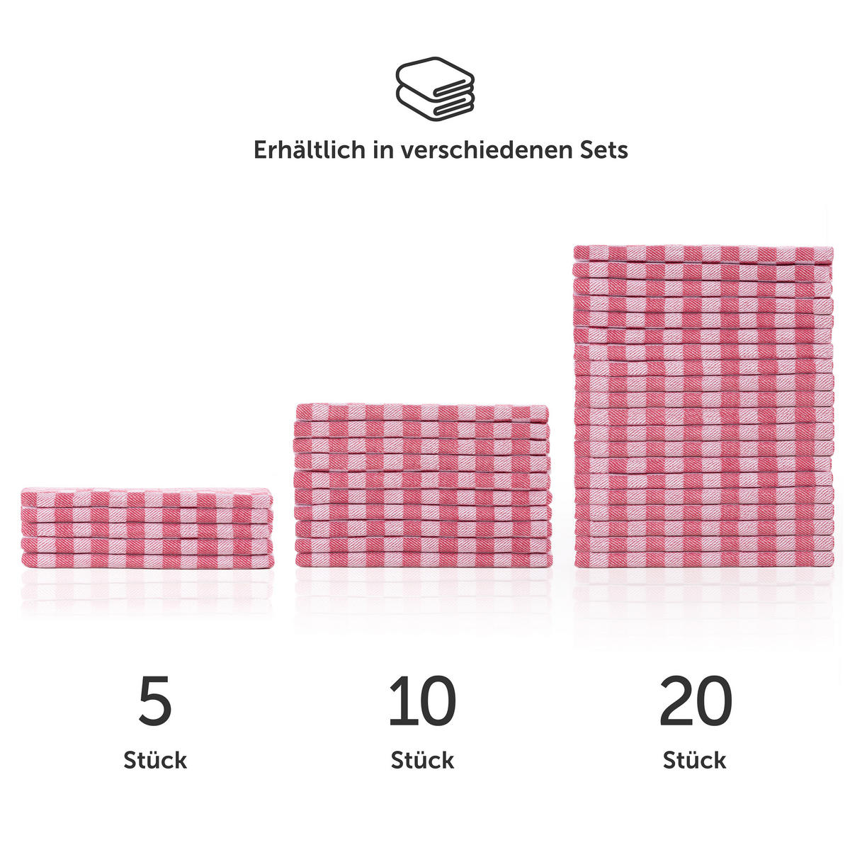 GESCHIRRTUCH Markus 20er-Set, 50/70 cm, 100% Baumwolle, kariert - Rot, Textil (50/70cm) - Blumtal