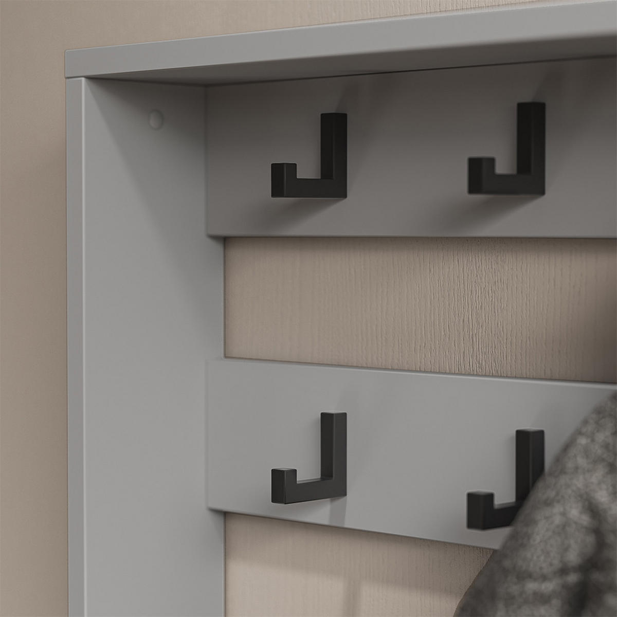 GARDEROBE Eliza Grau 60 x 92 cm Set, 2 Teile - Grau, Holzwerkstoff (60/92/24cm) - Vicco