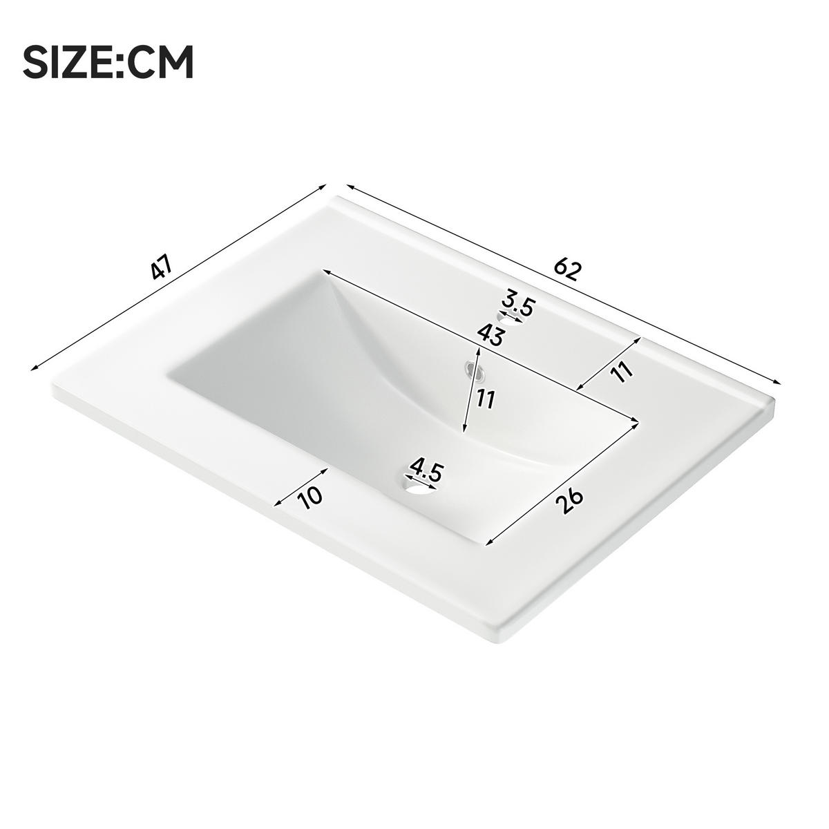 WASCHTISCH Freistehend mit Keramikbecken & 3 Schubladen 62cm - Schwarz, Holzwerkstoff (62/90/47cm) - Urban Meuble
