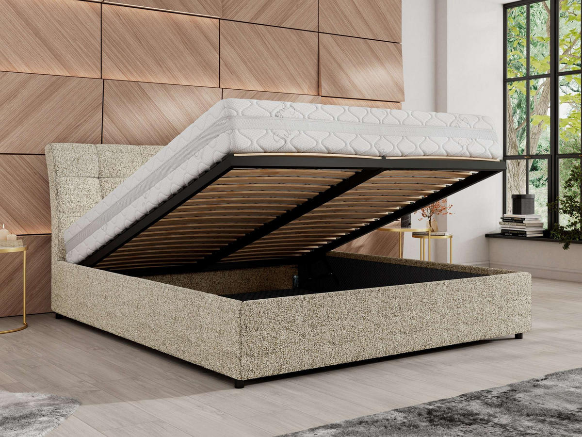POLSTERBETT GALA CLASSIC 140/200 - Beige Strukture - ohne Matratze - Beige, Textil (140/200cm) - MKS