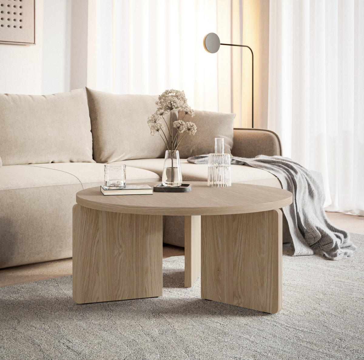 COUCHTISCH Preffines Holzoptik Eiche 85 cm - Beige, Holzwerkstoff (88.5/88.5/40.5cm) - Selsey