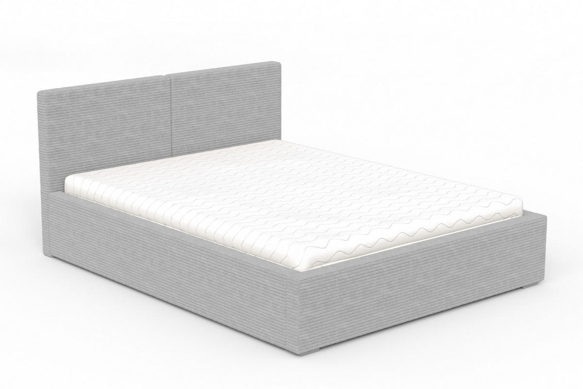 POLSTERBETT VENA 200/200 in Cord Hellgrau - Hellgrau, Holzwerkstoff/Textil (200/200cm) - Deine Möbel 24