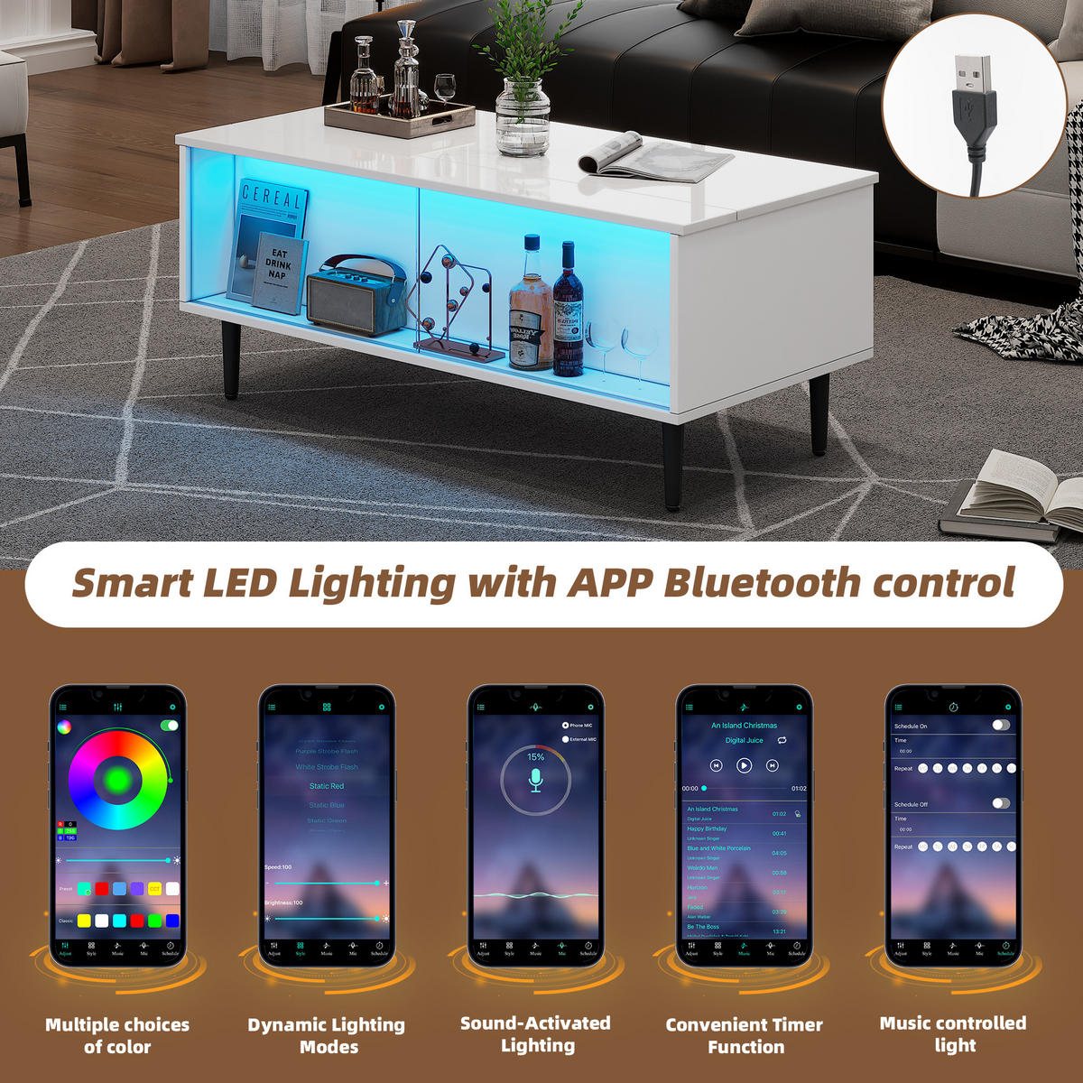 COUCHTISCH Weiß - Weiß, Holzwerkstoff (105/50/43cm)