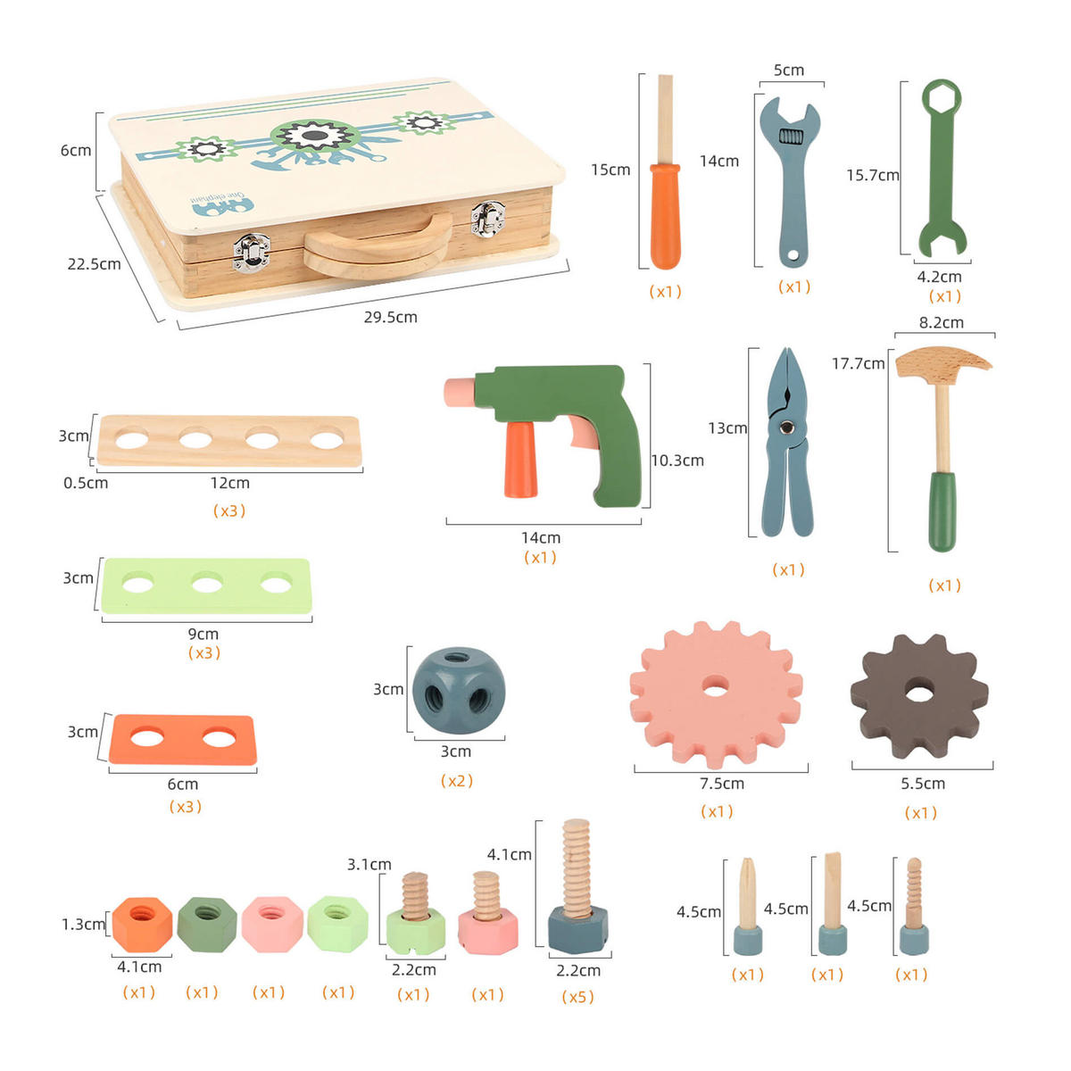 HOLZSPIELZEUG WERKZEUGKOFFER 22,5/29,5/6 cm - Multicolor, Holz (29.5/22.5cm)