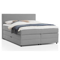 BOXSPRINGBETT LOFT 180x200 Hellgrau H2 und H3 mit Bettkasten 7-Zonen Taschenfederkern Matratze inkl. Visco Topper - Hellgrau, Textil (180/200cm) - Belanoti
