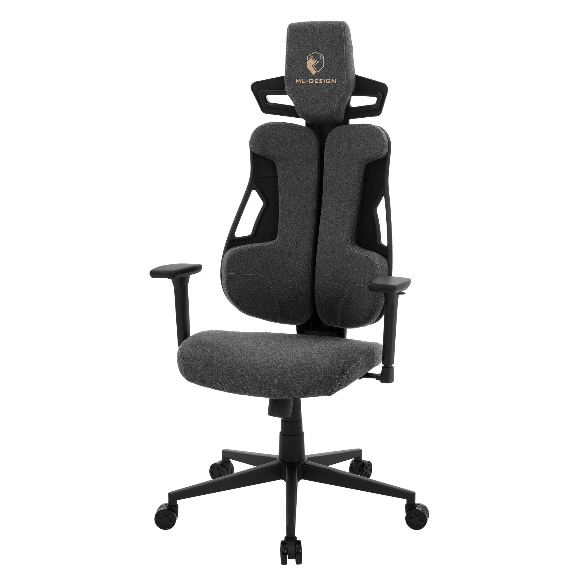 ML-DESIGN HERNÍ ŽIDLE s látkovým potahem v šedé barvě, individuálně nastavitelná