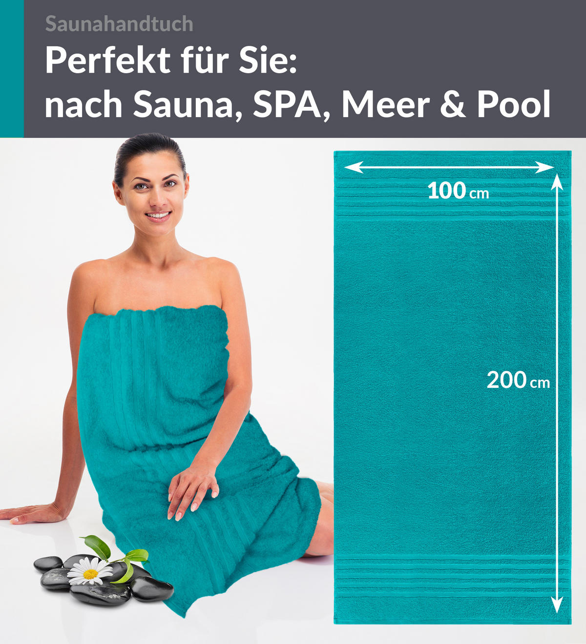 BADETUCH London Nautic Grün 100x200 cm - Smaragdgrün, Textil (100/200cm) - Lashuma