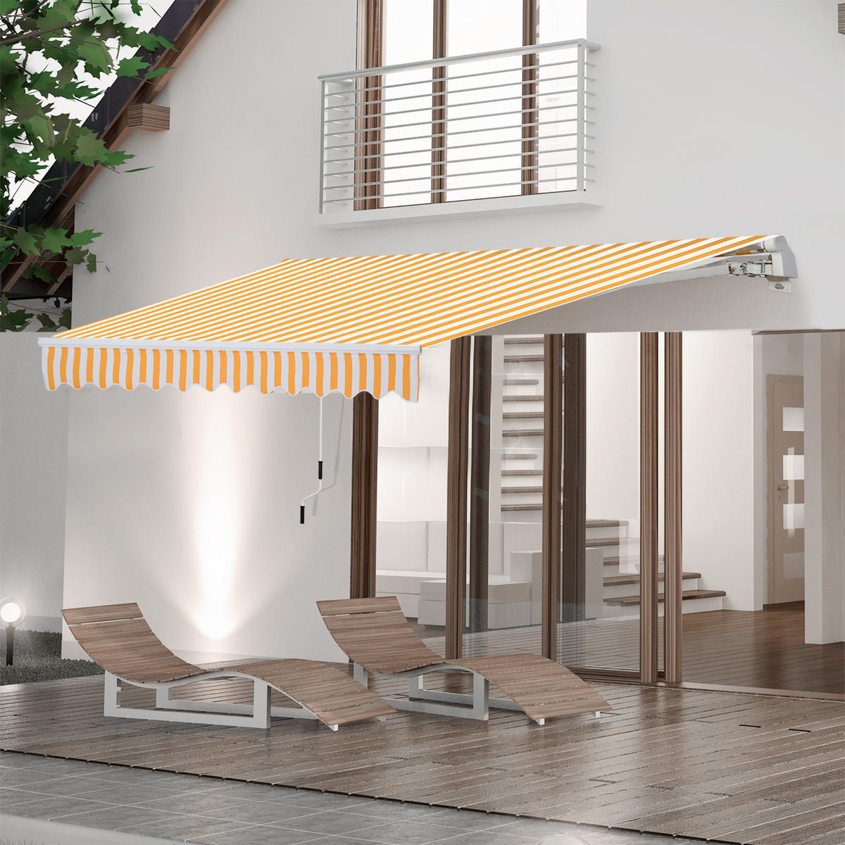 MARKISE DE-13907 manuell 295/245 cm, Winkel 45°-85° Orange - Orange, Metall (245/1/295cm) - ComfortXL
