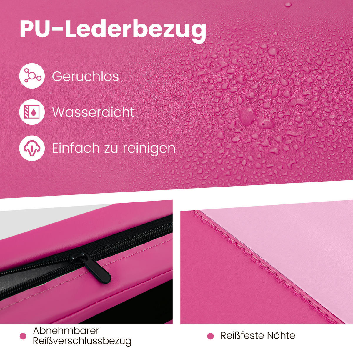 GYMNASTIKMATTE Rosenrot - Pink, Leder (117/300cm) - COSTWAY