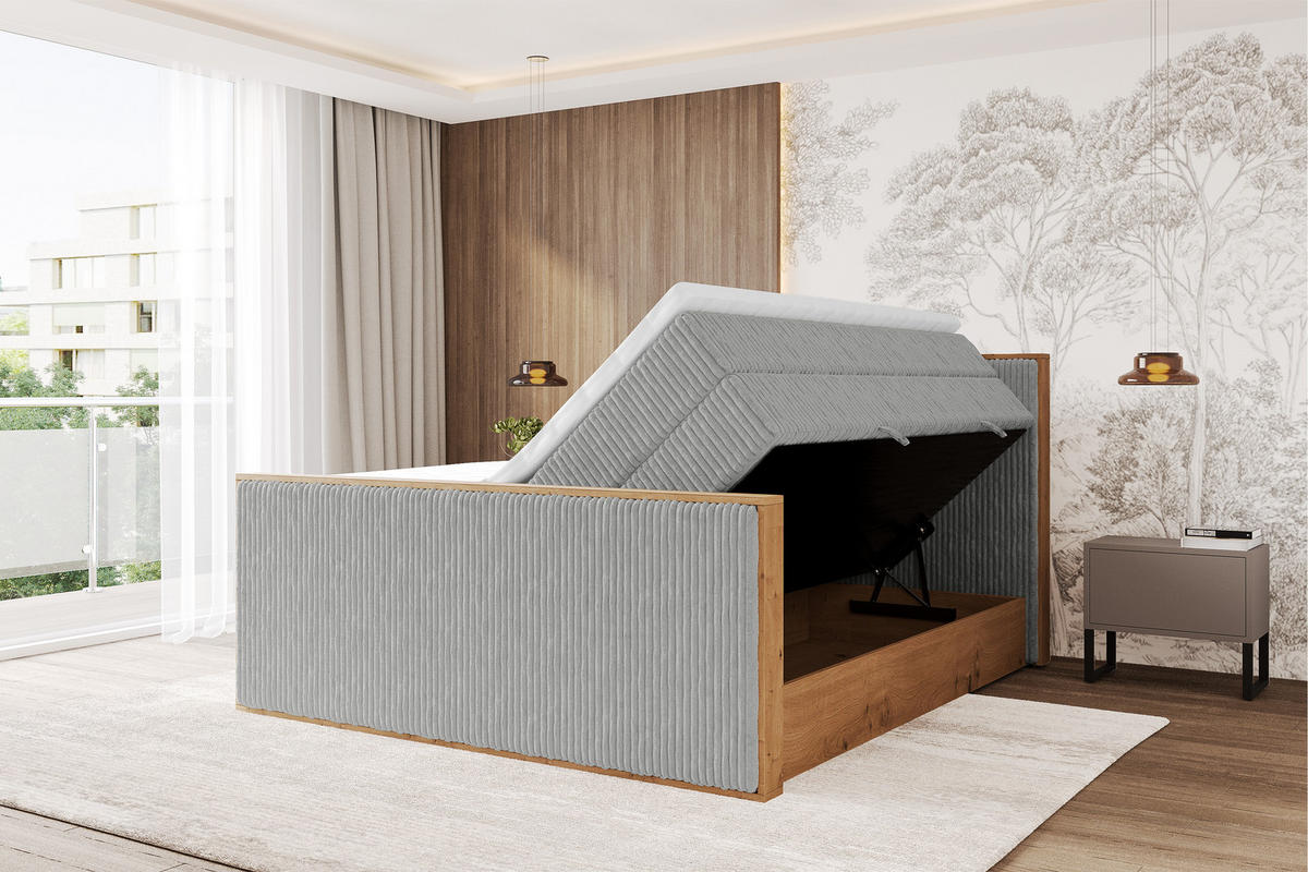BOXSPRINGBETT LOLLI9 -Z-KING 180x200 - H3/H4 Grau - Grau, Holzwerkstoff (180/200cm) - ALTDECOR