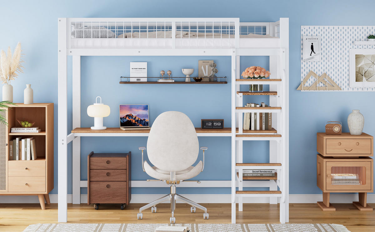 HOCHBETT 90x200 cm Tisch Regal weiß - Weiß, Metall (90/200cm) - LEBENLANG