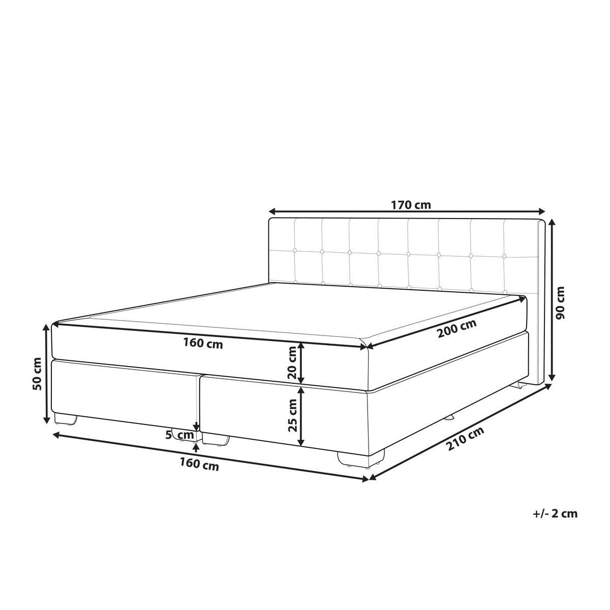 BOXSPRINGBETT 160/200cm Dunkelgrau Admiral - Dunkelgrau, Textil (160/200cm) - Beliani