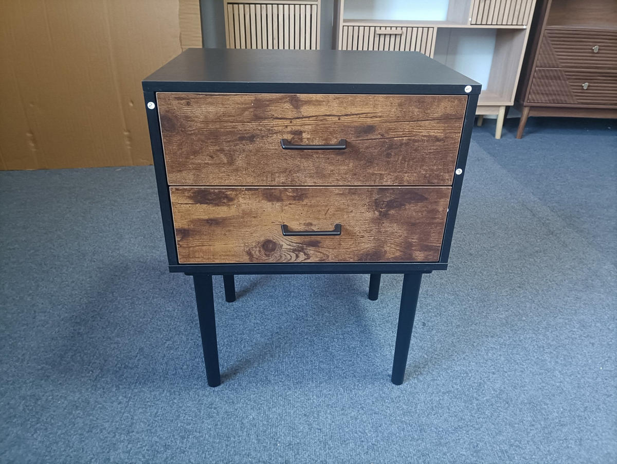 NACHTTISCH 51/66/38 cm Antikbraun aus MDF mit 2 Schubladen - Braun, Holzwerkstoff (51/66/38cm) - OKMYHOME