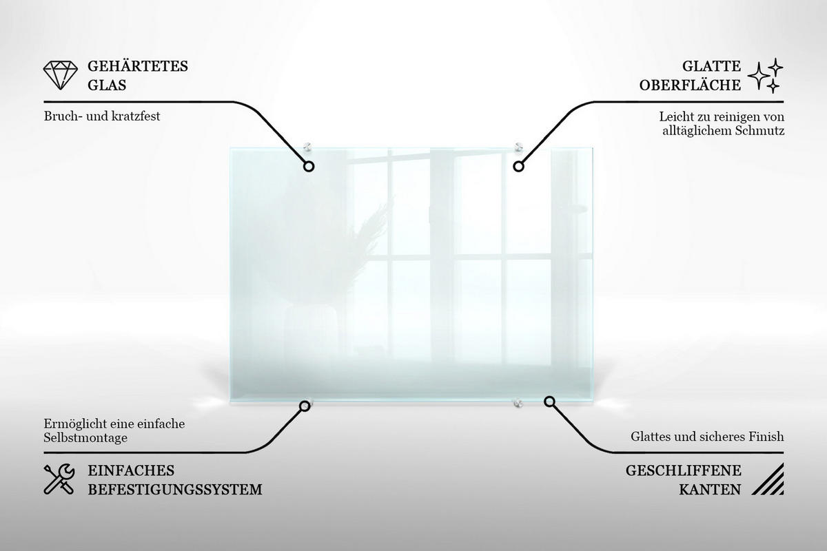 KÜCHENRÜCKWAND 100 x 70 cm Transparente Glasplatte - Transparent, Glas (100/70/0.4cm) - TULUP