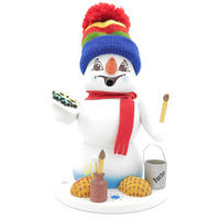 RAUCHFIGUR Schneemann Weiß Maler 19 cm - Multicolor, Holz (15/19/0.1cm)