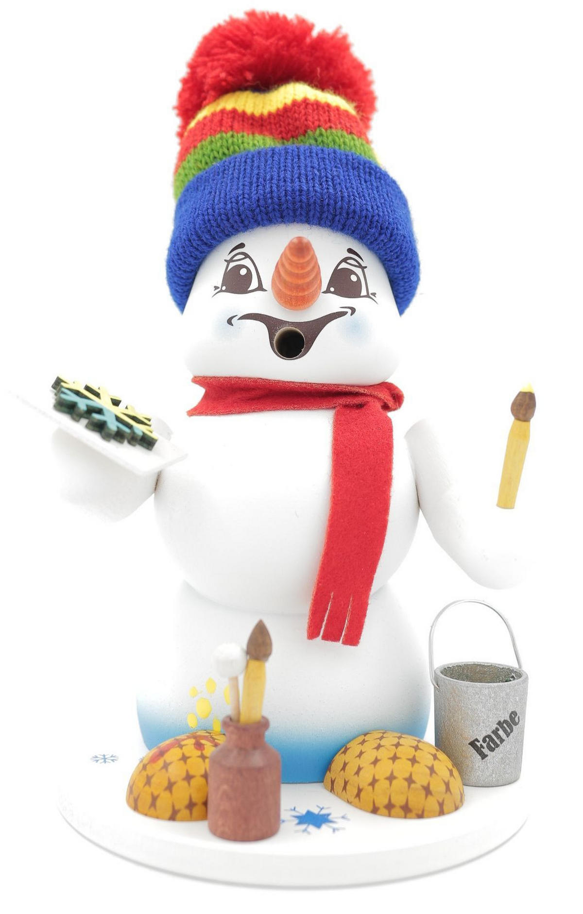 RAUCHFIGUR Schneemann Weiß Maler 19 cm - Multicolor, Holz (15/19/0.1cm)