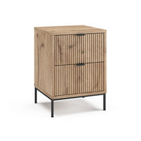 NACHTTISCH Eliza, Viking Oak/Schwarz, 40 x 55.4 cm mit 2 Schubladen - Eichefarben/Schwarz, Holzwerkstoff (40/55.4/38.1cm) - Vicco
