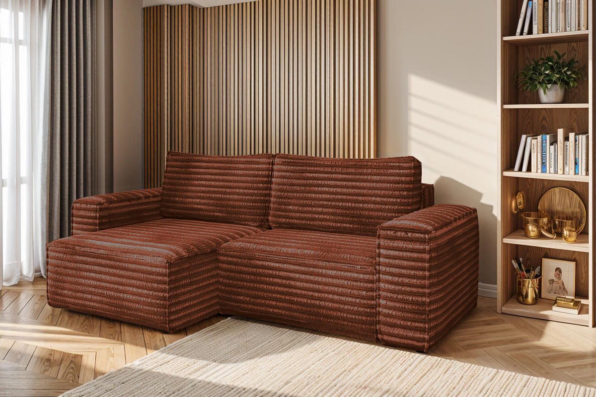 ECKSCHLAFSOFA Bohoo-Ecksofa mit Schlaffunktion stoff Velo Kupfer Links - Kupferfarben, Holz/Textil (140/248cm) - Kaiser Möbel