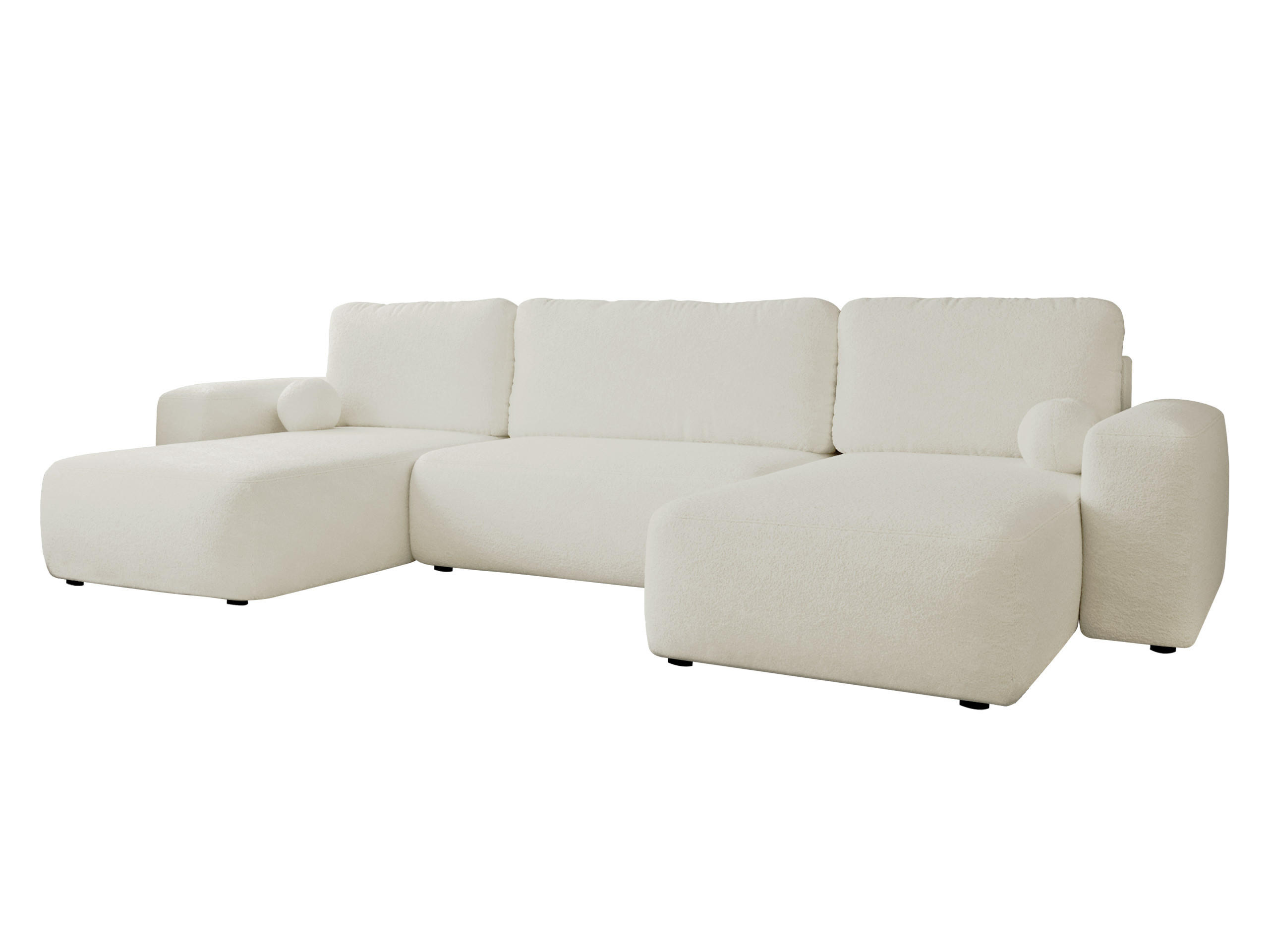 WOHNLANDSCHAFT Filo U - Creme/Schwarz, Holz/Kunststoff (374/94/177cm) - MIRJAN24