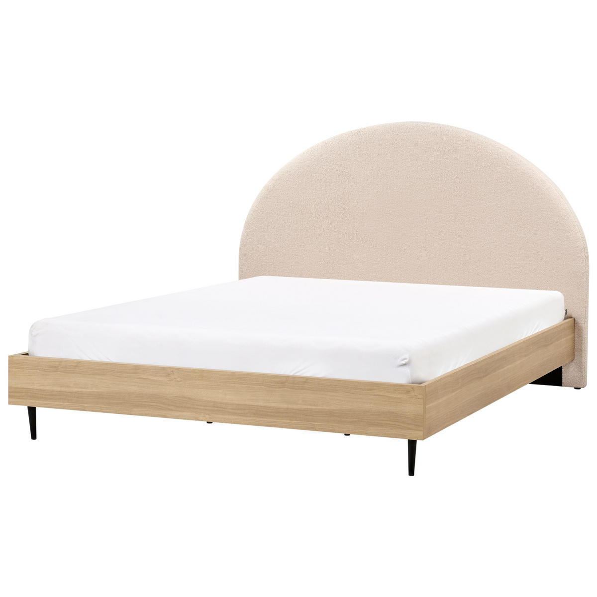 SÄNG med ribbotten 180x200 cm beige Millay - Beige, Textil (180/200cm) - Beliani