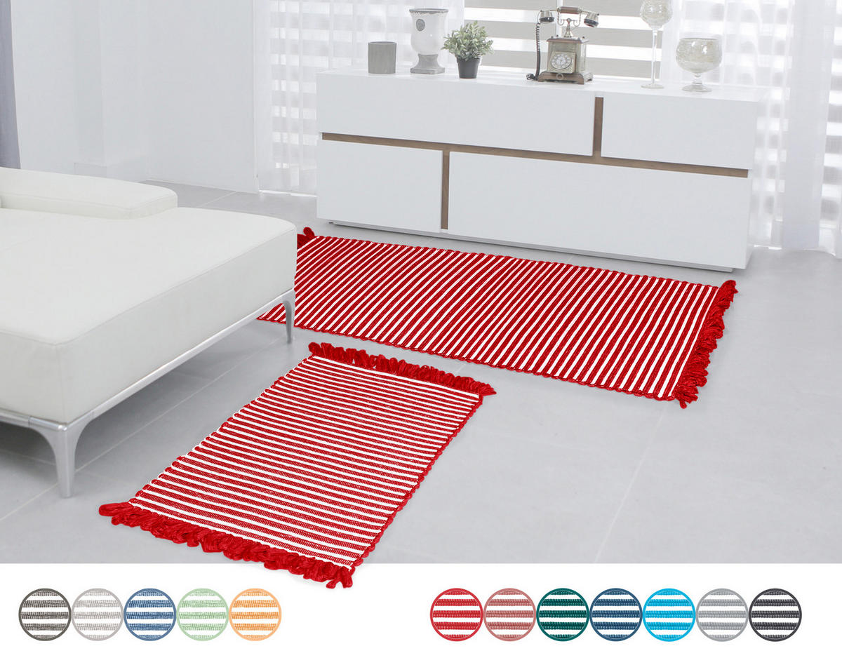 HANDGEWEBTER Läufer 50x70 cm Chilli - Rot, Naturmaterialien/Textil (50/70cm) - Lashuma
