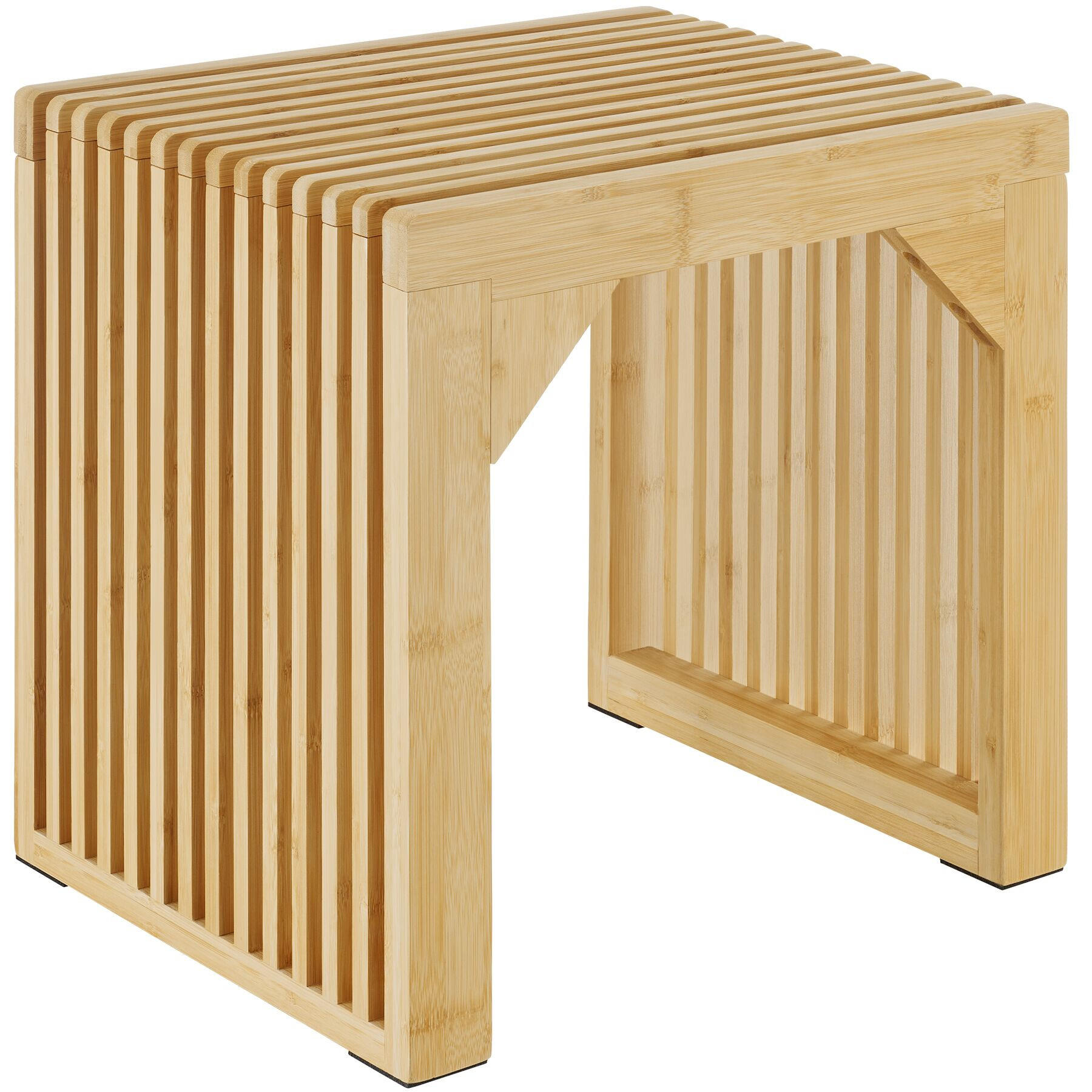 HOCKER Ribb, Belastbarkeit 350 kg, Bambus - Beige, Holz (45/43/35cm) - tectake