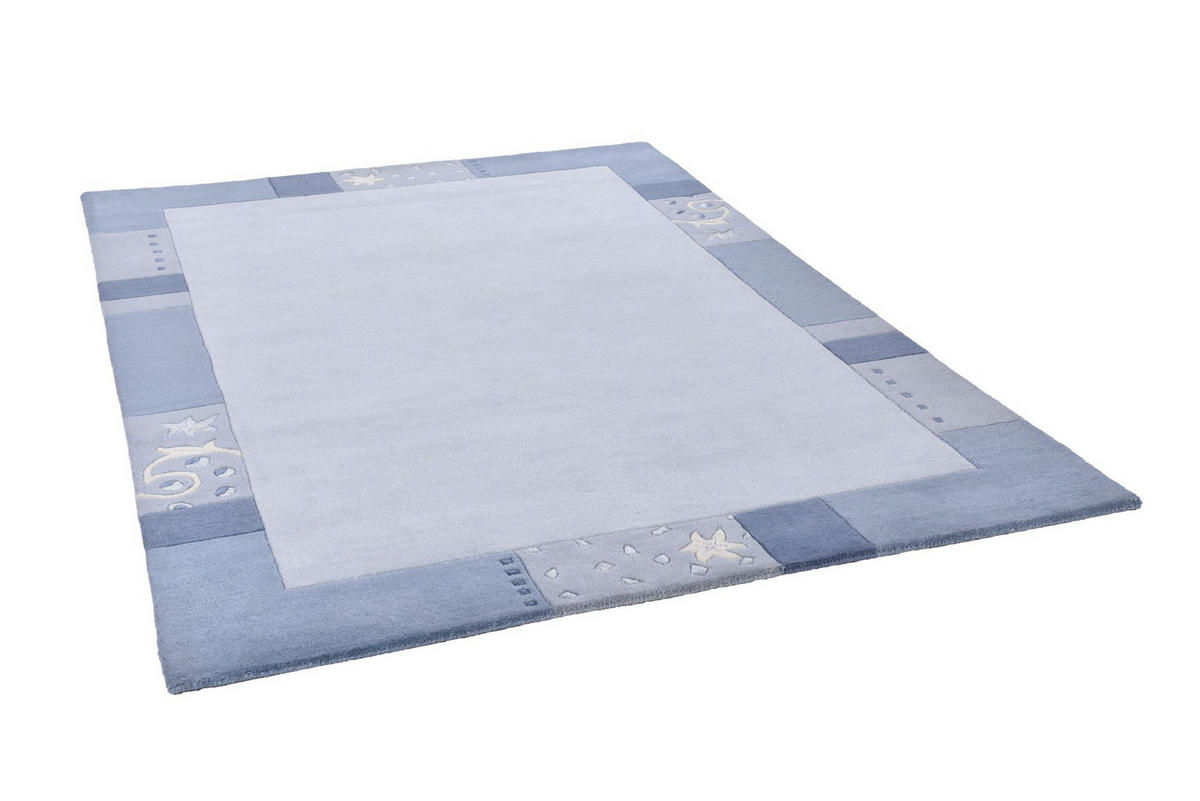 HANDTUFTTEPPICH Royal Ganges 200x200 cm - Hellblau, Textil (200/200cm) - THEKO