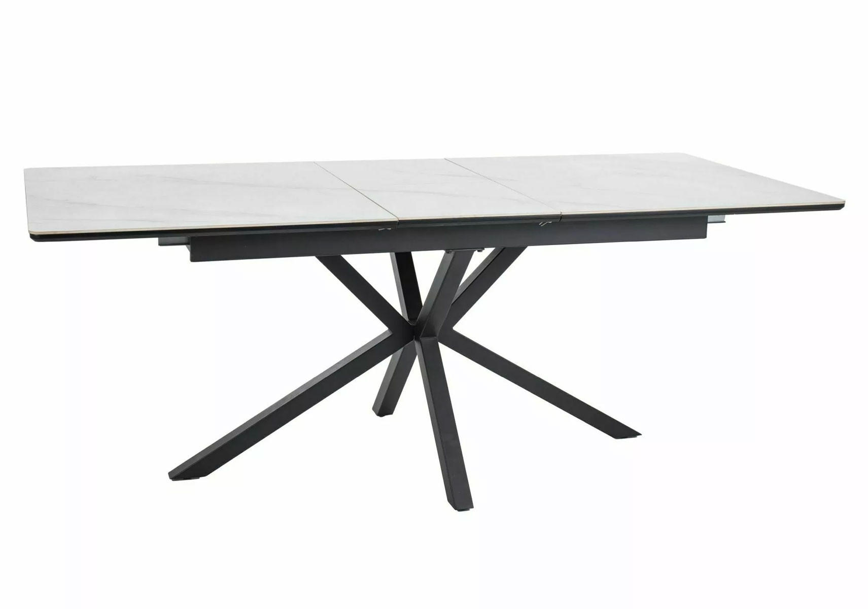 ESSTISCH Laguna Weiß Marmor / Schwarz 160-200 / 90 / 76cm - Schwarz/Weiß, Holz/Metall (90/200/76cm) - Feldmann-Wohnen